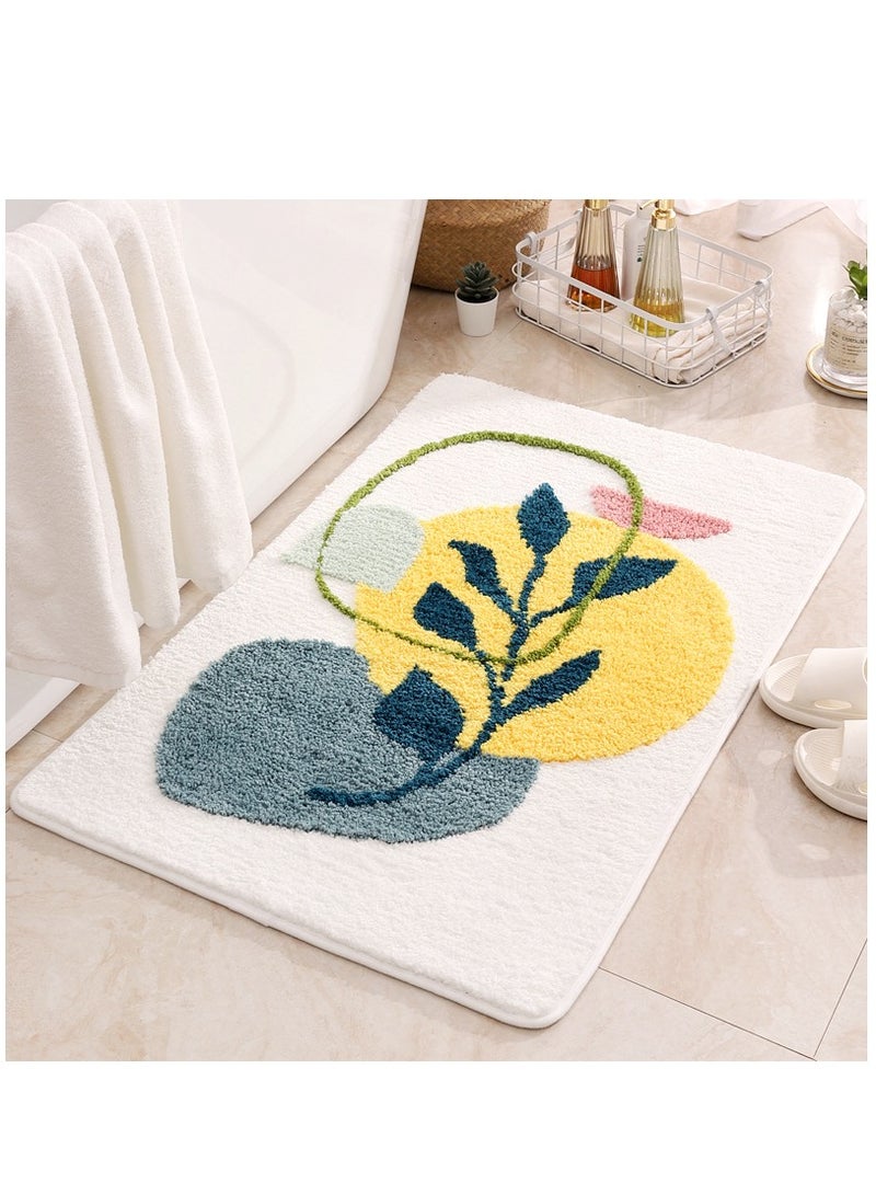 Bluejw 1-Piece Size Is 50x80 Cm Wind Flocking Floor Mat Living Room Carpet Entrance Door Mat Bathroom Anti-Skid Mat Bathroom Kitchen Foot Mat - Image 1