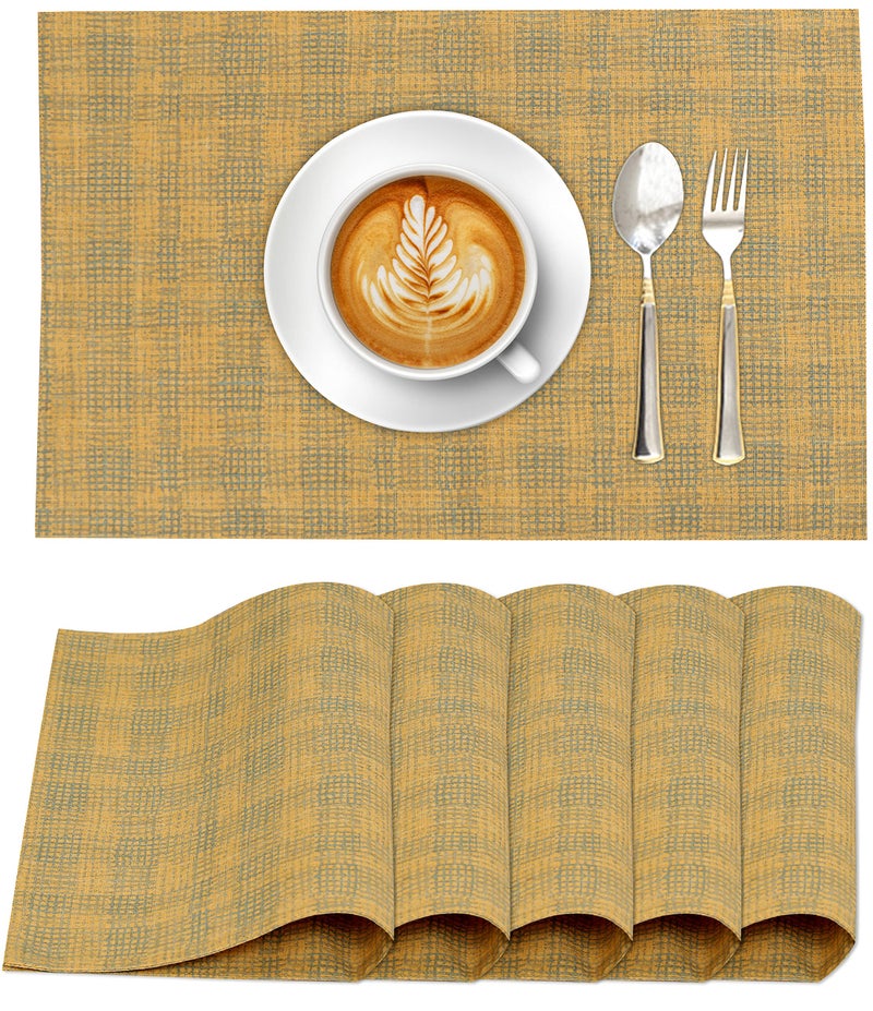 Ruvanti Placemats 100% Cotton 13x19 Inch  Dining Table Placemats Set of 6  Modern Place Mats for Dining Table Decor  Kitchen & Table Linens  Coffee Mat for Christmas Dinners - Wet Net - Image 1