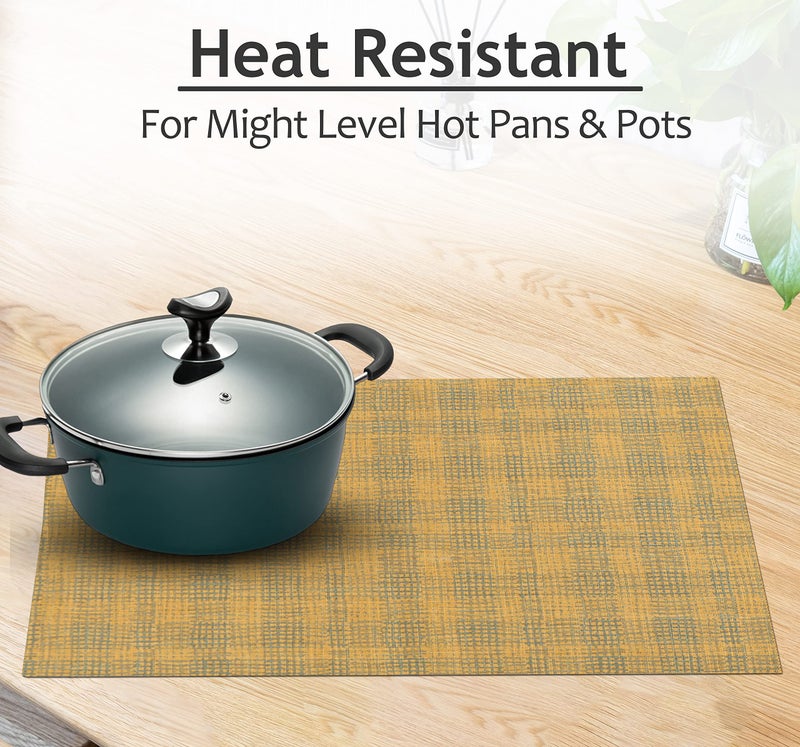 Ruvanti Placemats 100% Cotton 13x19 Inch  Dining Table Placemats Set of 6  Modern Place Mats for Dining Table Decor  Kitchen & Table Linens  Coffee Mat for Christmas Dinners - Wet Net - Image 5