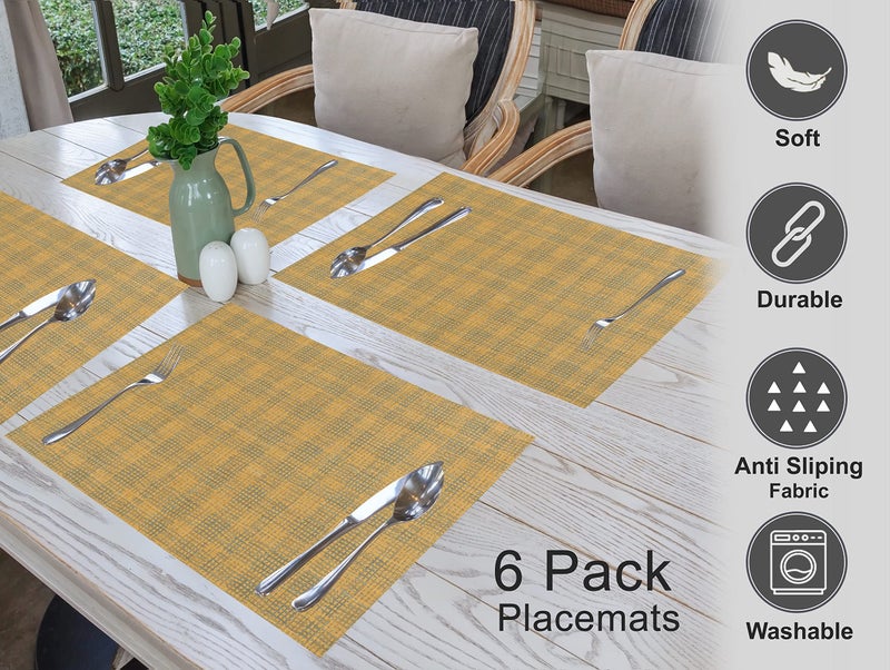 Ruvanti Placemats 100% Cotton 13x19 Inch  Dining Table Placemats Set of 6  Modern Place Mats for Dining Table Decor  Kitchen & Table Linens  Coffee Mat for Christmas Dinners - Wet Net - Image 3