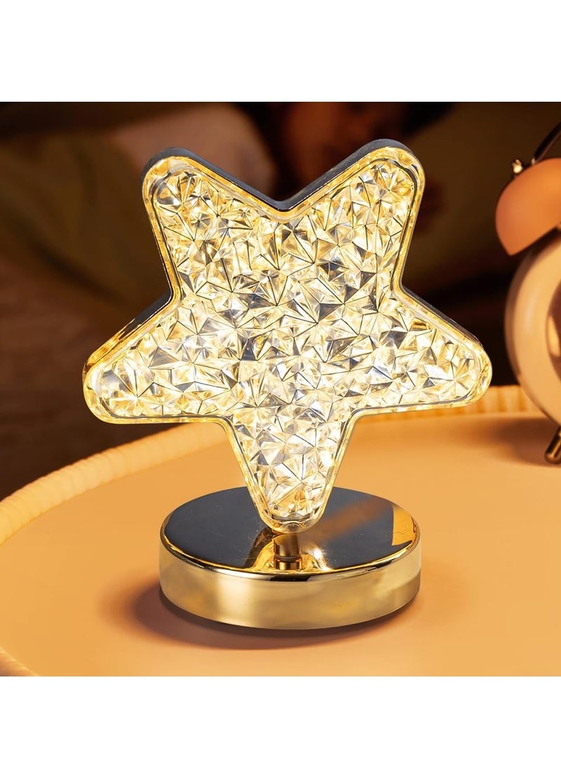 Star Cordless Table Lamp Lamp, 3 Colors Stepless Dimmable Table Lamp, Touch Control Star Light, USB Rechargeable Beside Lamp, Cute Night Light for Bedroom Living Room Home Decor(Star) - Image 1