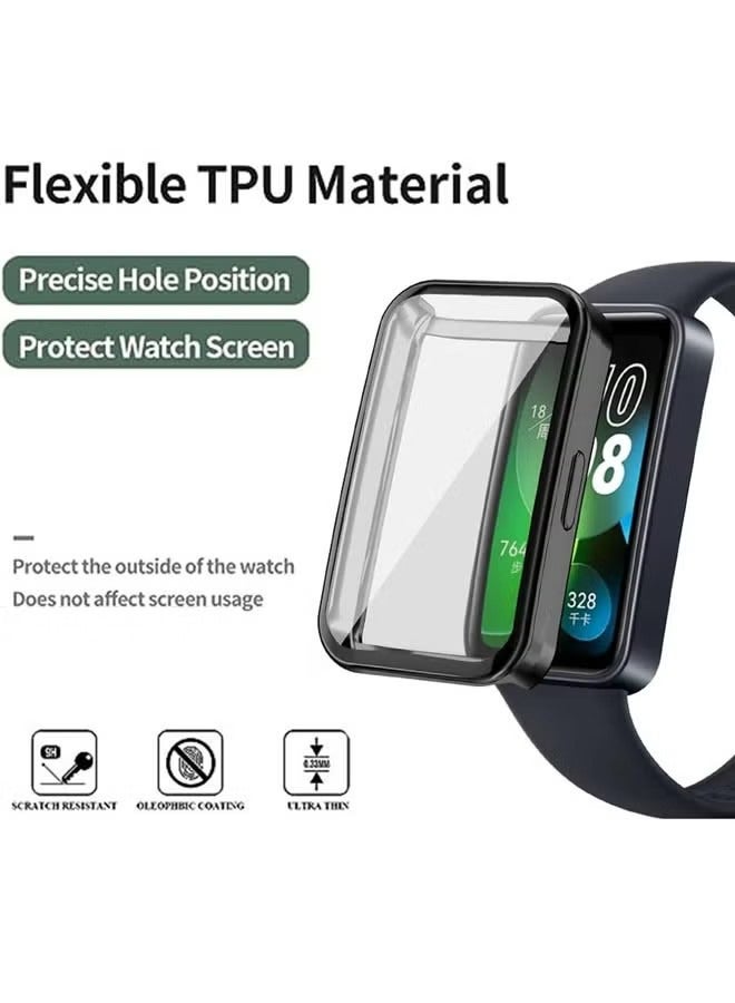 2 Pack TPU Sceen Protector Case Cover Compatible for Huawei Band 9/Band 8 (Black+Clear) - Image 3