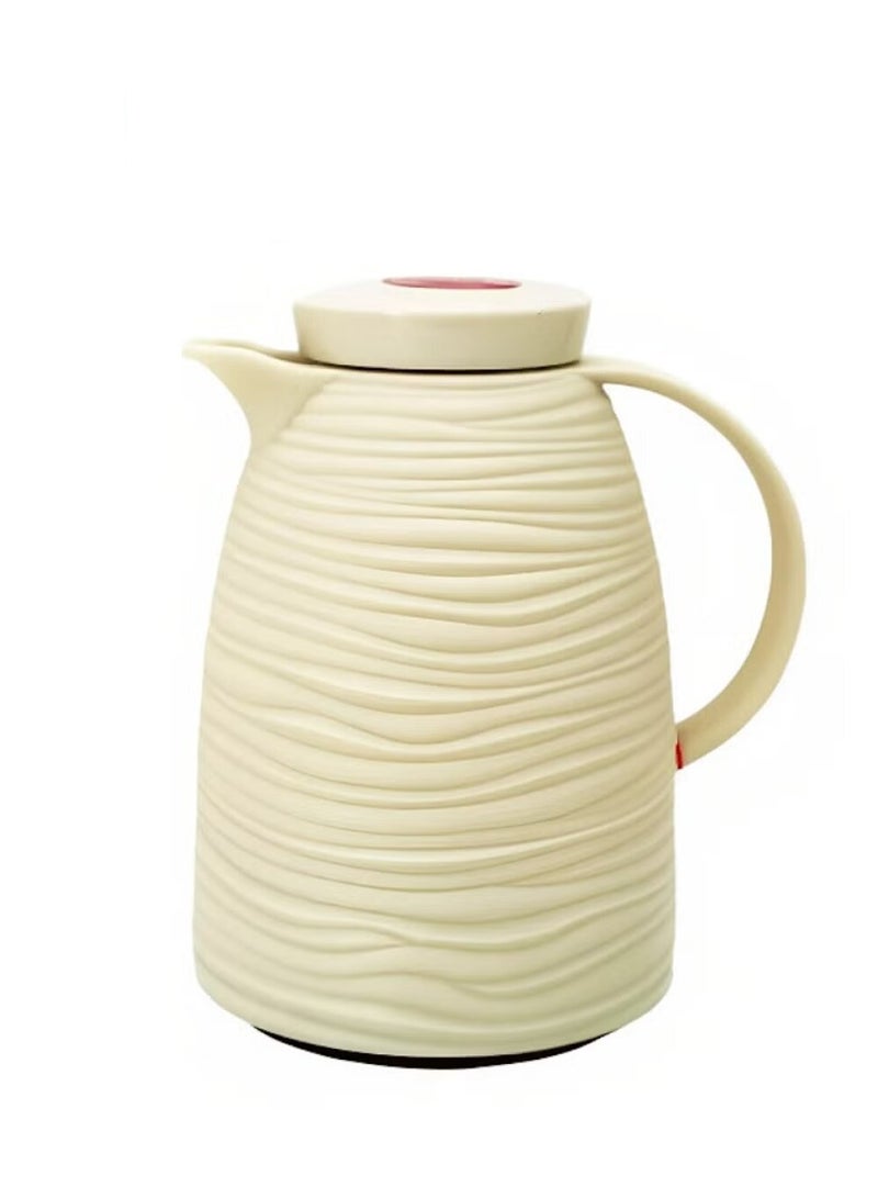 باصرة ترمس شاي وقهوة حراري بيج فاتح مموج – حافظ حرارة 12 وبرودة 24 ساعة بسعة 1 لتر / 1.5 لتر / 2 لتر، تصميم أنيق للضيافة والمطبخ وغرف المعيشة - Image 2