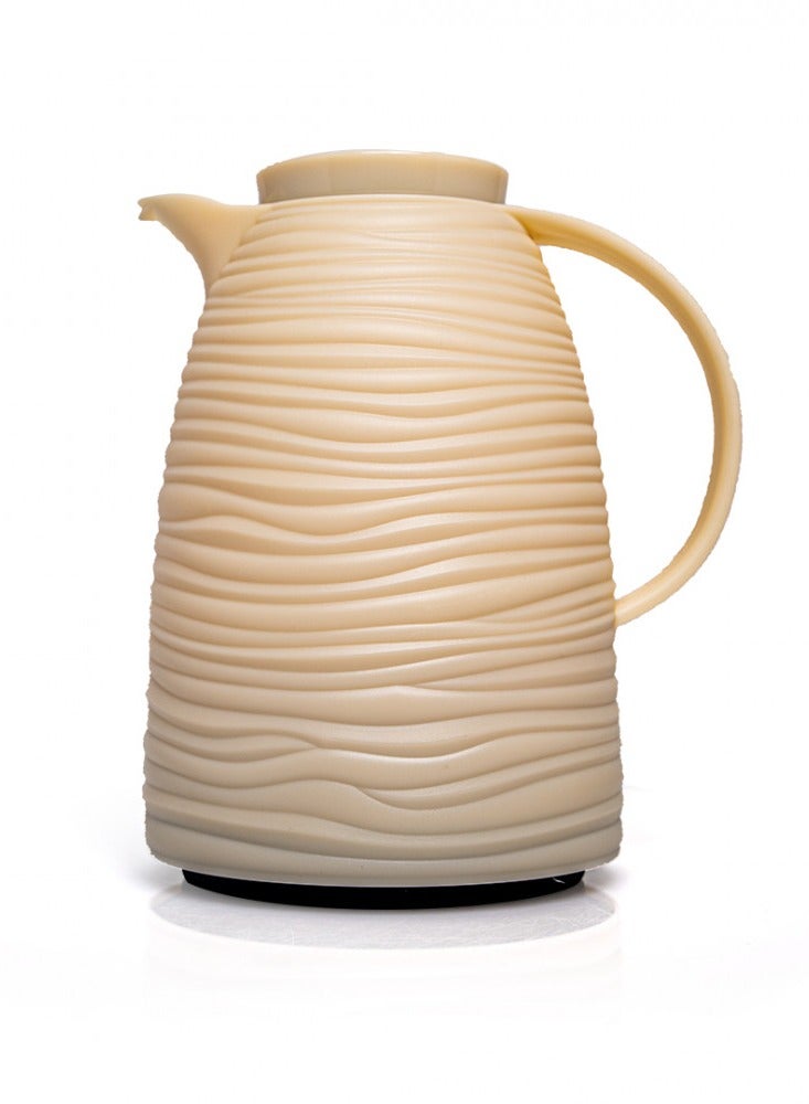 باصرة ترمس شاي وقهوة حراري بيج فاتح مموج – حافظ حرارة 12 وبرودة 24 ساعة بسعة 1 لتر / 1.5 لتر / 2 لتر، تصميم أنيق للضيافة والمطبخ وغرف المعيشة - Image 5