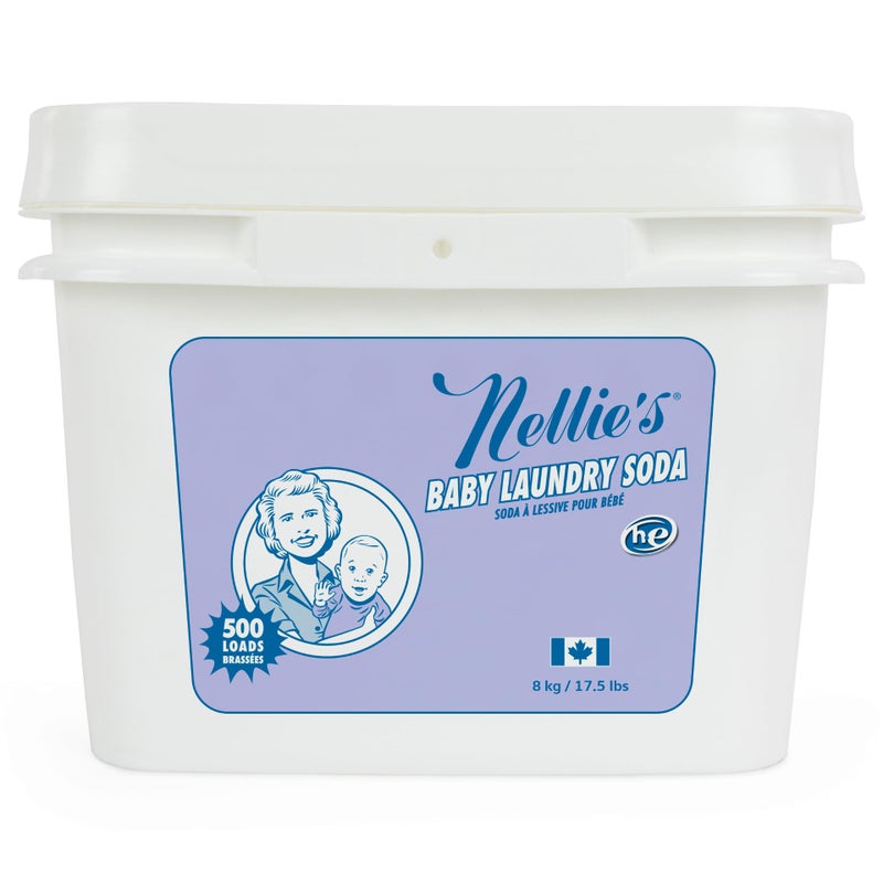 Nellie's Nellieâ€™s Baby Laundry Soda â€“ Powdered Laundry Detergent Safe for Infantsâ€™ Sensitive Skin, Fragrance-Free & Gentle Formula â€“ 500 Loads - Made in Canada - Image 1
