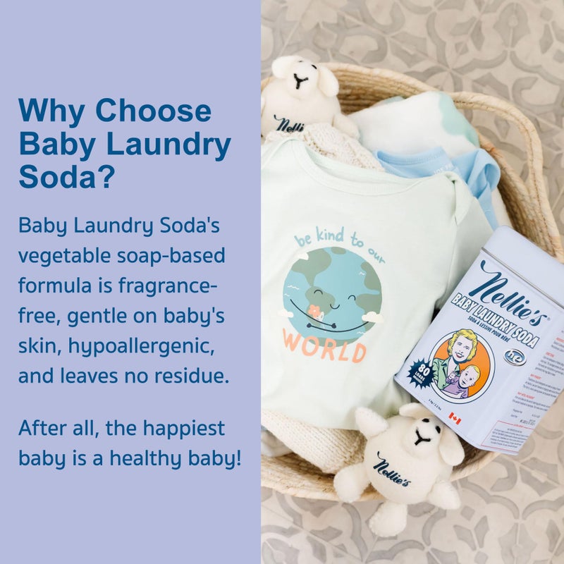 Nellie's Nellieâ€™s Baby Laundry Soda â€“ Powdered Laundry Detergent Safe for Infantsâ€™ Sensitive Skin, Fragrance-Free & Gentle Formula â€“ 500 Loads - Made in Canada - Image 4