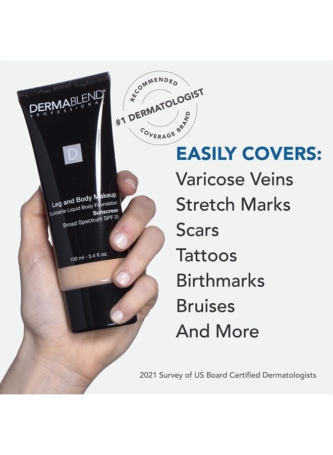Dermablend أساس مكياج الجسم والساقين مع واقي شمس SPF 25، 40N متوسط طبيعي، 3.4 أونصة سائلة. - Image 5