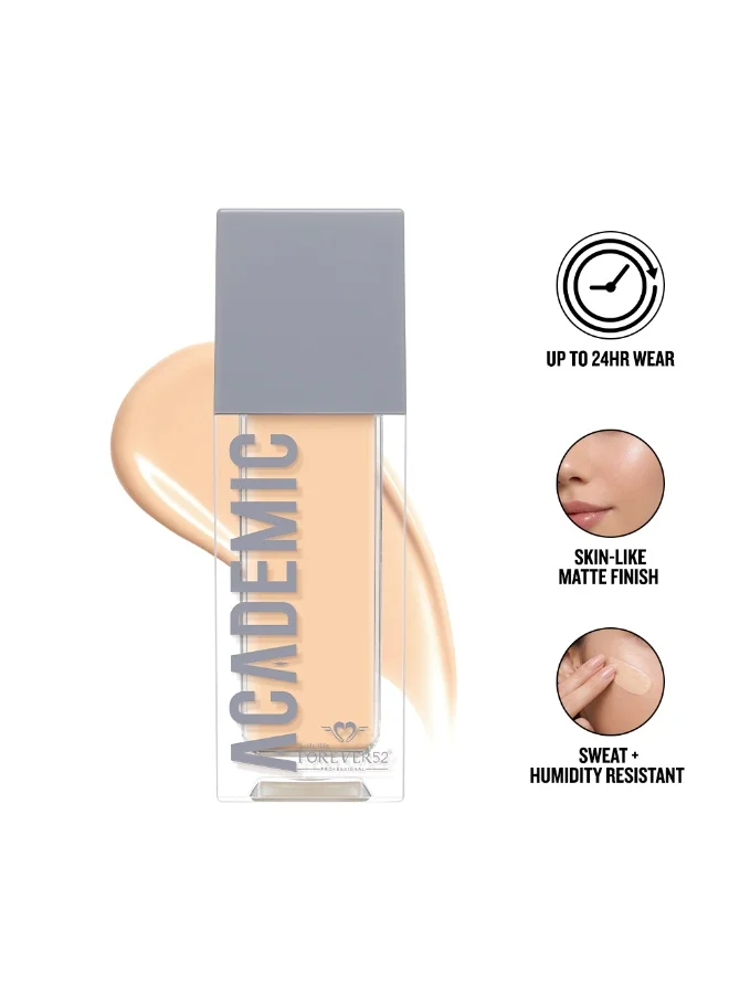 فور إيفر52 Forever52 Academic True Definition Foundation - Soft Matte, 24-Hour Wear, Hydrating