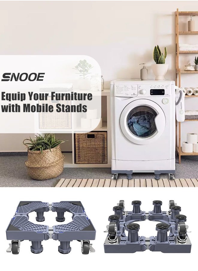 Snooe نقل قاعدة ثلاجة قوس ، مع 4 عجلات قفل قاعدة ، قابل للتعديل ارتفاع قاعدة زيادة 4 أقدام قوية الثقيلة غسالة قوس الأثاث ثلاجة مجفف قاعدة قوس  - Image 2
