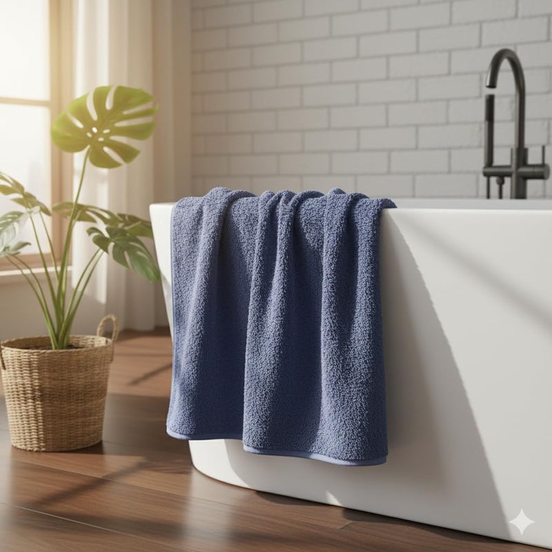 Fezora ® Microfiber Bath Towels | Extra Soft & Plush Quick-Dry Towels (70x140 cm) – Highly Absorbent Large-Size Towels for Bathing (Dark Blue_Pack_1, Medium) - Image 5