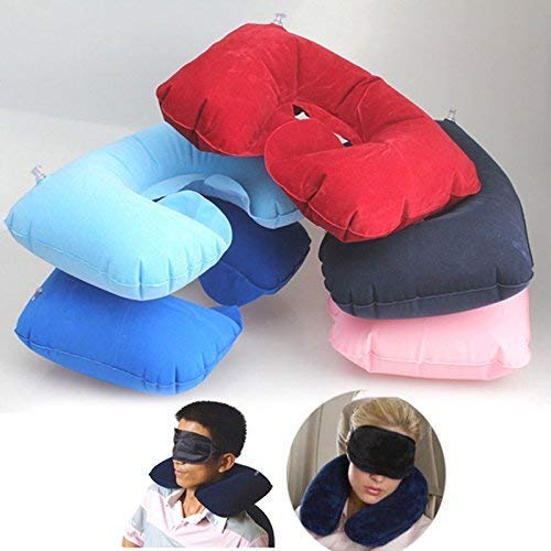 DC DC Dharam Creation 3 in 1 Tourist Neck Travel Pillow with Cushion CarEye Maks Sleep Rest Shade Ear Plug - Image 1
