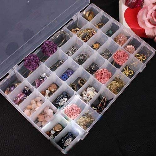 McMus 36 Grid Cells Multipurpose Jewelry Organizer Rectangular Storage Boxwith Adjustable Dividers Transparent Storage Organizer Box for Jewelry Beads Earring Fishing Hooks Transparent - Image 1