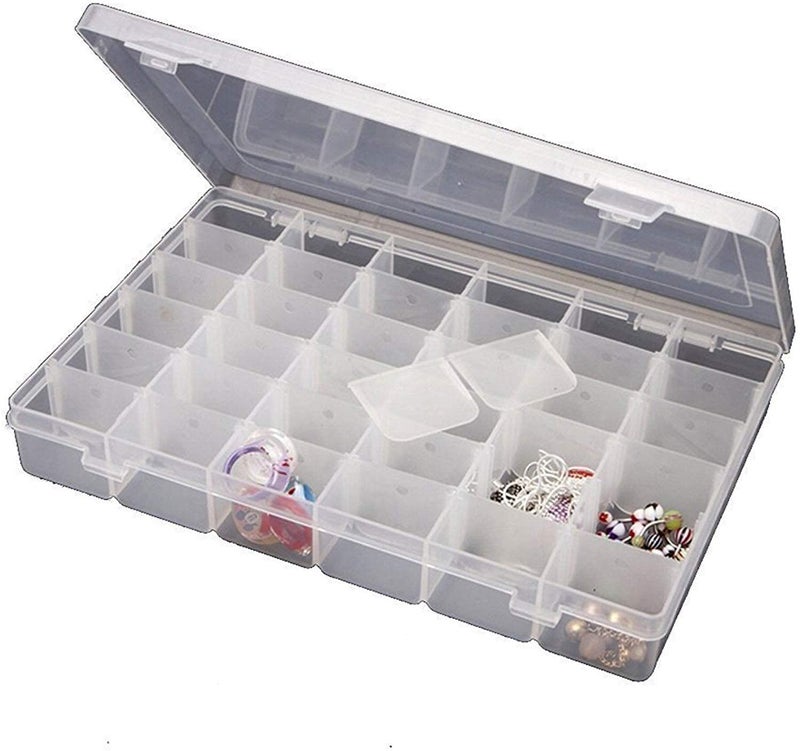 McMus 36 Grid Cells Multipurpose Jewelry Organizer Rectangular Storage Boxwith Adjustable Dividers Transparent Storage Organizer Box for Jewelry Beads Earring Fishing Hooks Transparent - Image 2