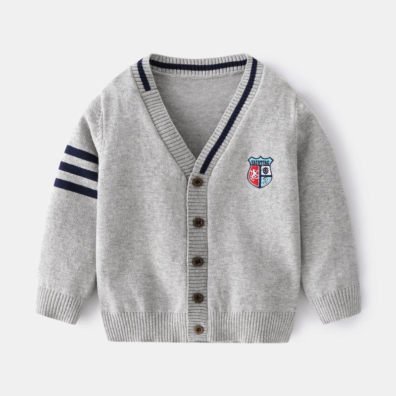 Korean-Style Academy-Style Casual Trendy Single-Breasted Boys' Jacket Small And Medium-Sized Children'S Fashion Spring New Long-Sleeved Cardigan - Image 1