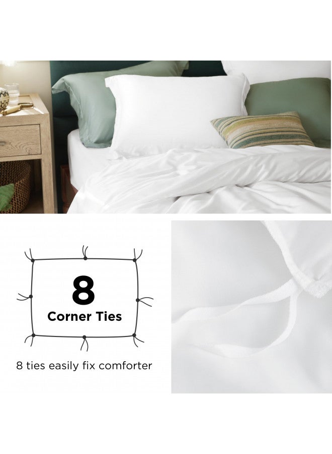 Bedsure Bedsure Cooling Duvet Cover King - Silky and Breathable Eucalyptus Lyocell Cotton Hybrid Comforter Cover Set for Hot Sleeper - Hypoallergenic and Moisture Wicking Cooling Bedding Set, Bright White  - Image 4