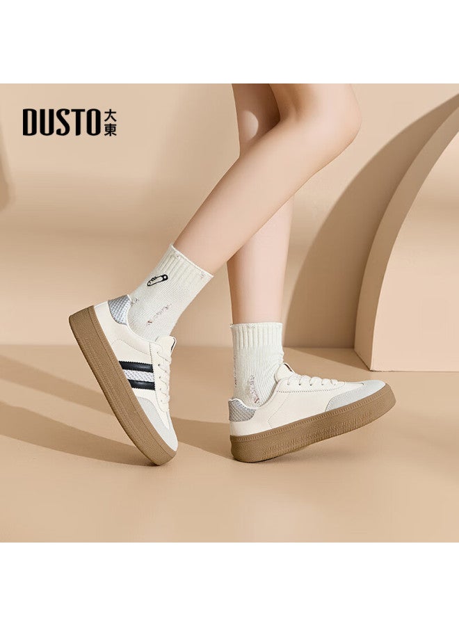 DUSTO Da Dong De Xun Women's Shoes Autumn New Fashion Flat Mid-heel Round Toe Thick Sole Casual Shoes 7708 - Image 1