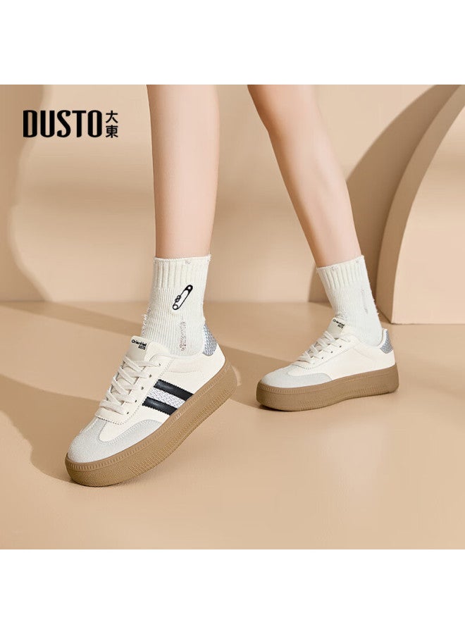 DUSTO Da Dong De Xun Women's Shoes Autumn New Fashion Flat Mid-heel Round Toe Thick Sole Casual Shoes 7708 - Image 2