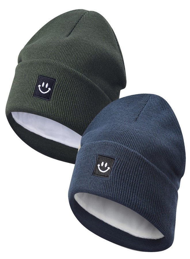 MaxNova 2 Pack Baby Beanie Fleece Lined Knit Toddler Hat for Girls Boys 0-8 Years - Image 1