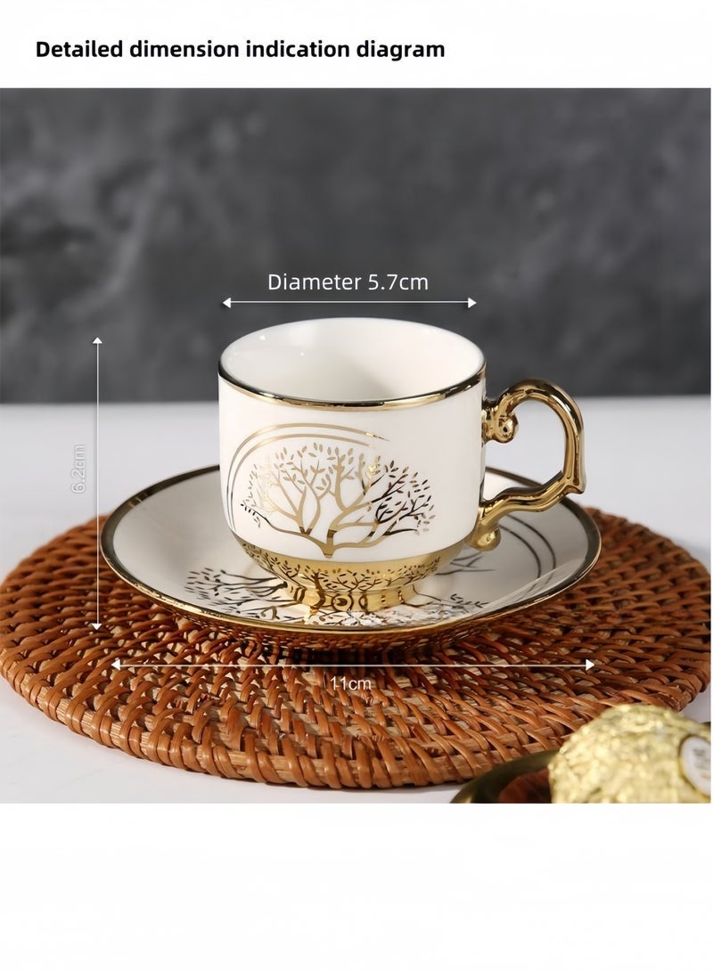 طقم أكواب وصحون قهوة 12 قطعة أكواب سيراميك عربية، كوب، ملعقة، طقم أكواب وصحون 90 مل 6 أكواب 6 صحون - Image 5