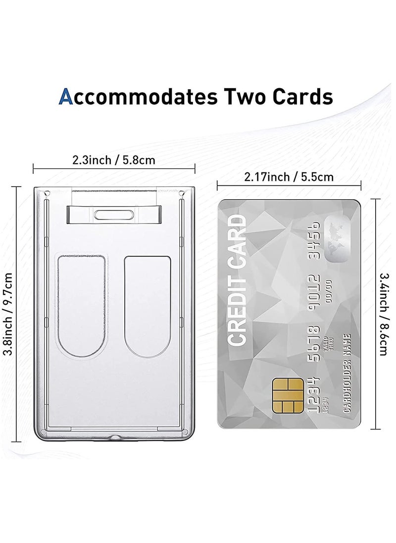 Y&D Heavy-Duty Badge Holders Rigid Hard Plastic ID Access Vertical Holder Dual 2-Sided Transparent Credit Card Protector Case(10 Pieces)  - Image 5