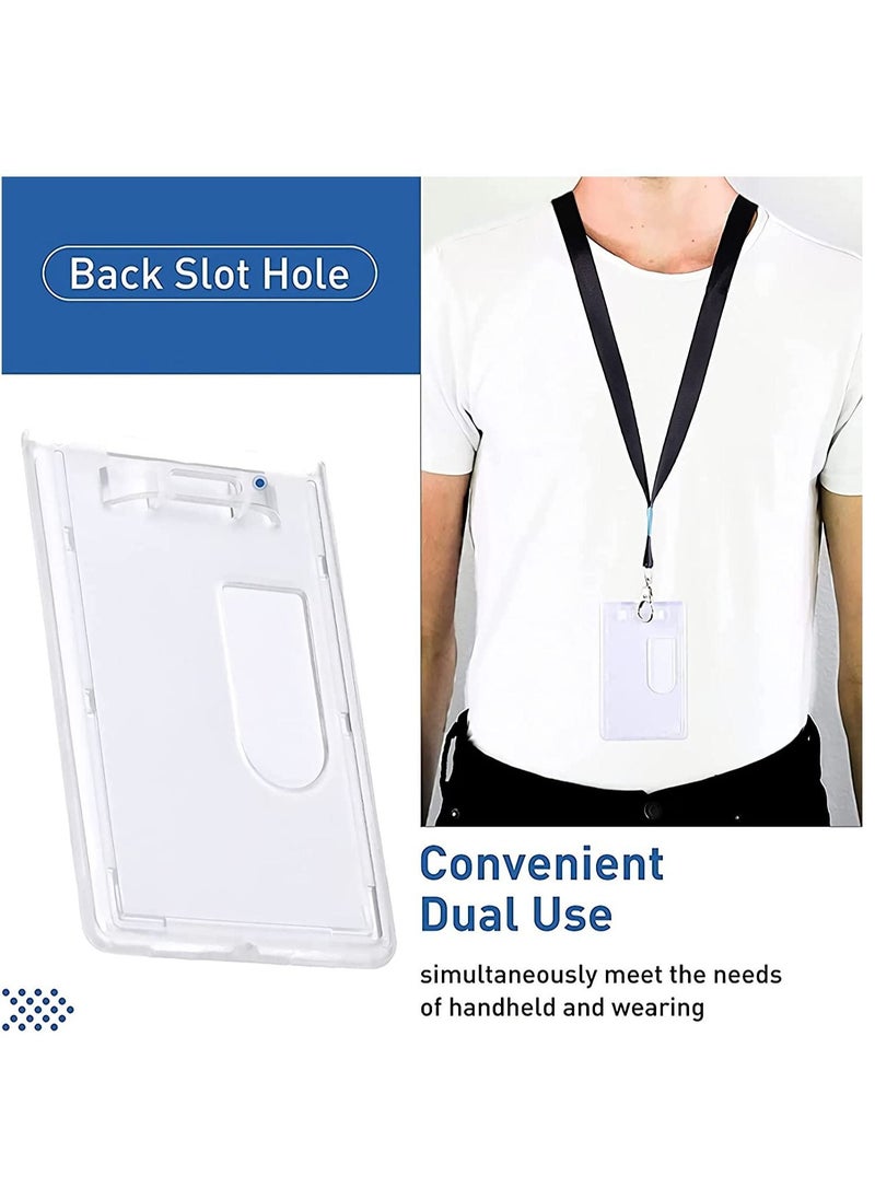 Y&D Heavy-Duty Badge Holders Rigid Hard Plastic ID Access Vertical Holder Dual 2-Sided Transparent Credit Card Protector Case(10 Pieces)  - Image 3