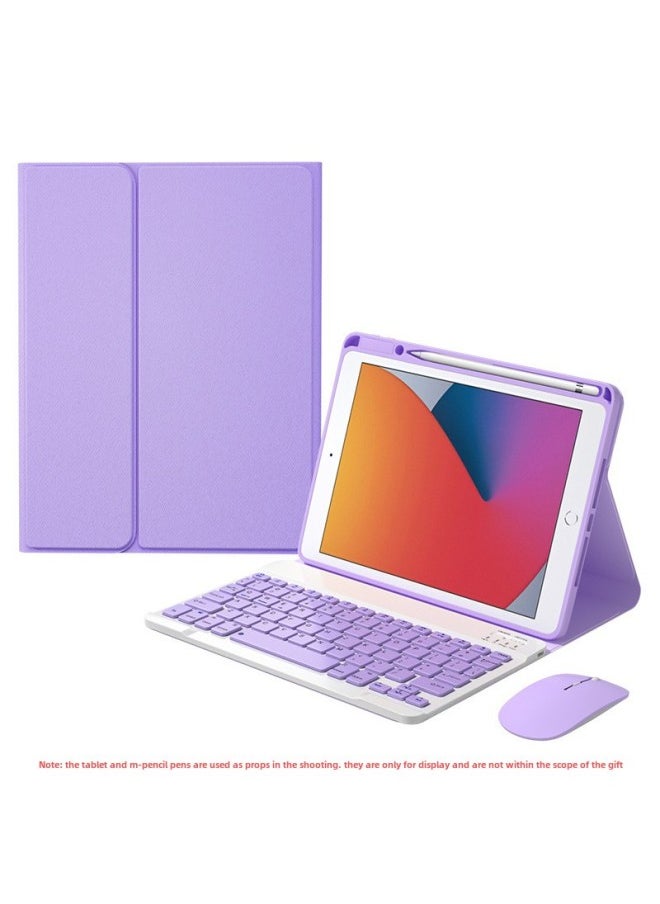 Generic For IPad110.9.7 Touch Backlit Bluetooth Keyboard Air5 Leather Case Pro Protective Case Mini6 Upper Pen Slot-Color:Light Purple Bluetooth Keyboard (send Charging Mouse)-Product Type:iPad Pro 12.9 "2022/21/20/18 Universal (with Large Keyboard)  - Image 1