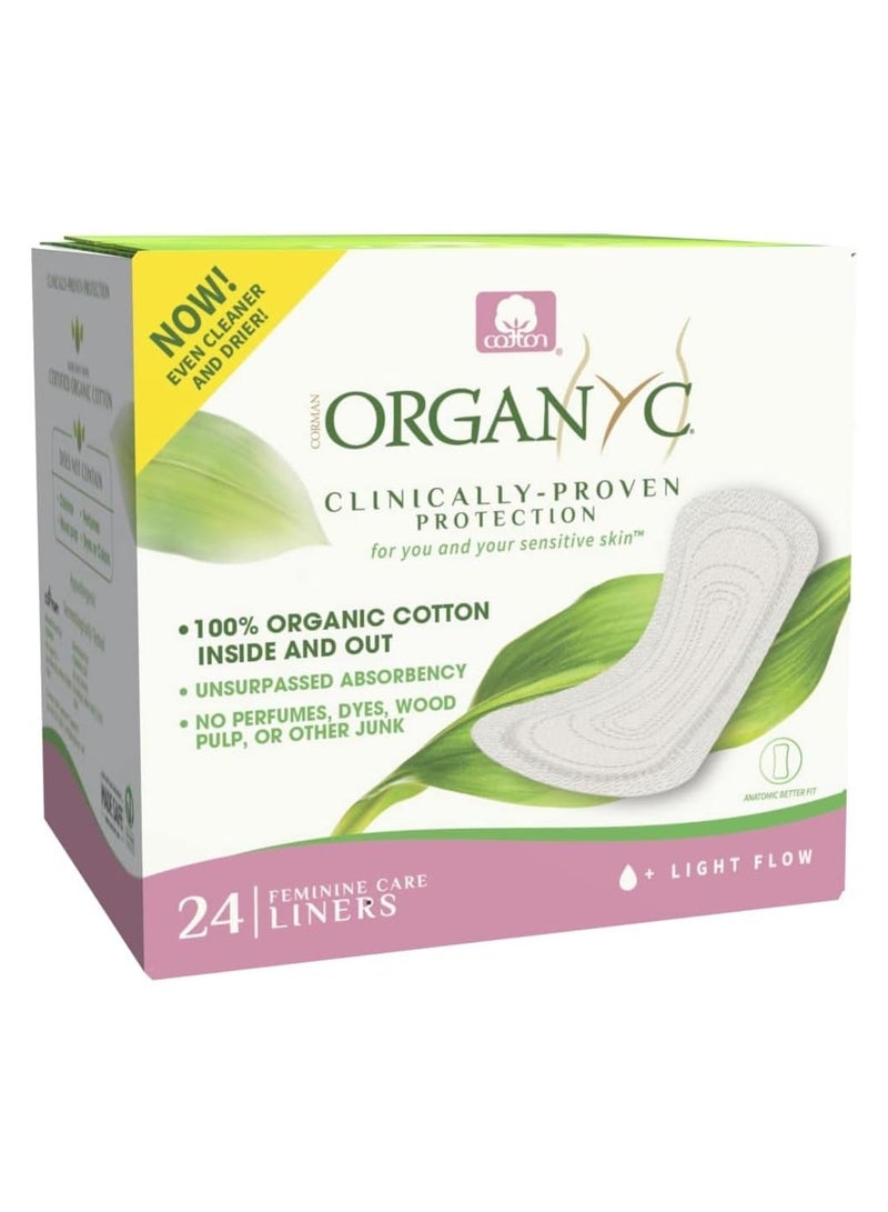 Organyc Clinically Proven Protection Organic Cotton Panty Liner, Flat, 24 Pieces - Pack of 1 - Image 1