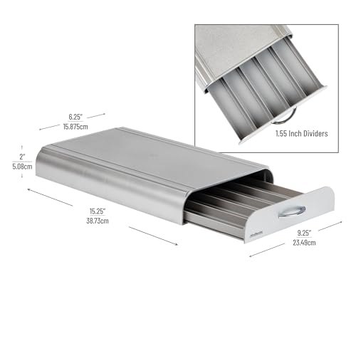 Mind Reader Nespresso Compatible Capsule Drawer, Countertop, Coffee Pod Holder, Storage, 9.25"L x 15"W x 2"H, Silver - Image 3
