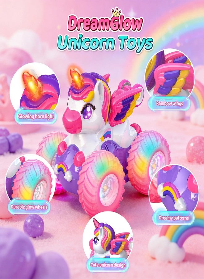 Toyze سيارة تحكم عن بعد على شكل يونيكورن للبنات، سيارات دوارة 360 درجة رباعية الدفع مع أضواء، ألعاب سيارات وردية للأطفال، ألعاب مسلية داخلية وخارجية، هدية مثالية لأعياد الميلاد والكريسماس للفتيات من عمر 3 إلى 8 سنوات - Image 4