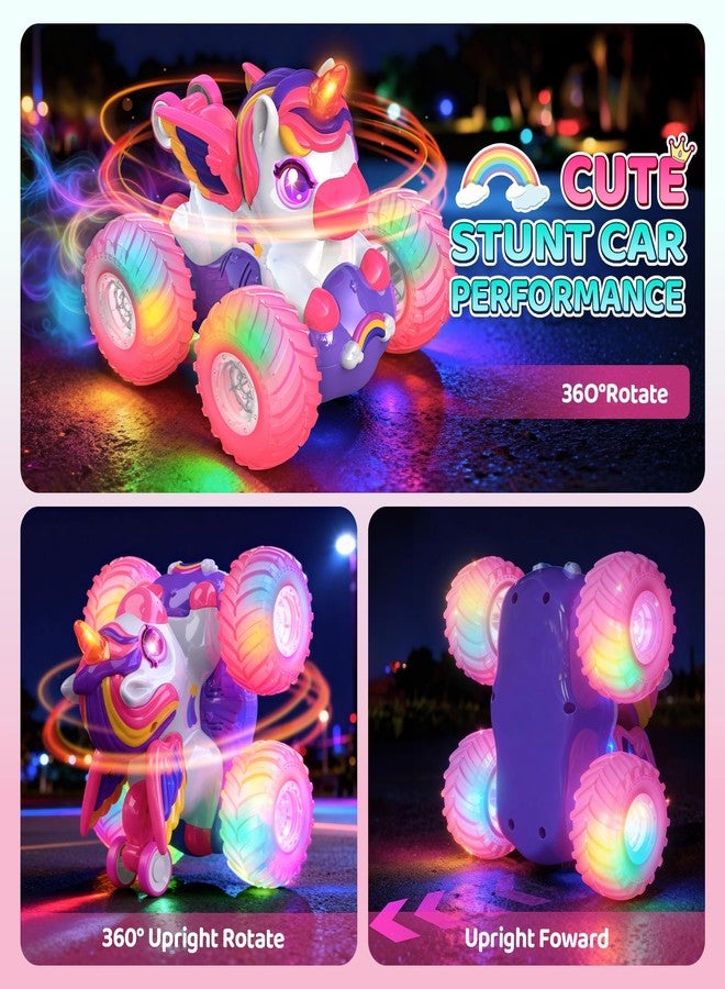 Toyze سيارة تحكم عن بعد على شكل يونيكورن للبنات، سيارات دوارة 360 درجة رباعية الدفع مع أضواء، ألعاب سيارات وردية للأطفال، ألعاب مسلية داخلية وخارجية، هدية مثالية لأعياد الميلاد والكريسماس للفتيات من عمر 3 إلى 8 سنوات - Image 3