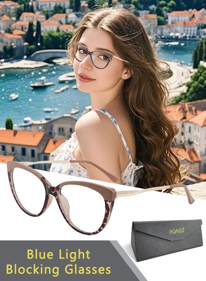 roaiss Women's Blue Light Blocking Glasses Blue Light Filter Computer Reading Gaming TV Phones Cat Eye Eyeglasses Fashion Anti Eyestrain Headache Eyewear - Image 1