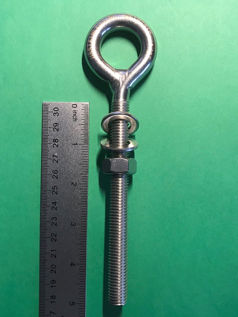 US STAINLESS 2 Pieces Stainless Steel 316 M12 Eye Bolt 12mm x 120mm (1/2" x 4 3/4") Marine Grade Pitch of 1.75 - Image 3