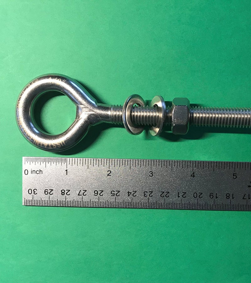 US STAINLESS 2 Pieces Stainless Steel 316 M12 Eye Bolt 12mm x 120mm (1/2" x 4 3/4") Marine Grade Pitch of 1.75 - Image 2
