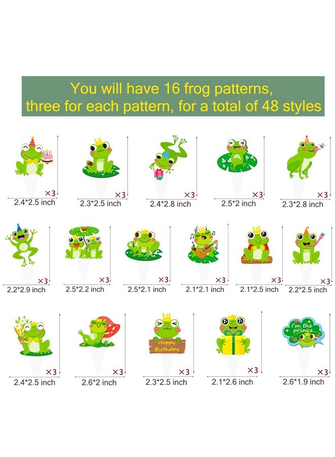 umoni Frog Cupcake Toppers Frog Birthday Cake Decorations Green 48Pcs Frog Animals Cupcake Picks Frog Theme Party Decorations for Fairy Tale Frog Prince Party Supplies - Image 3