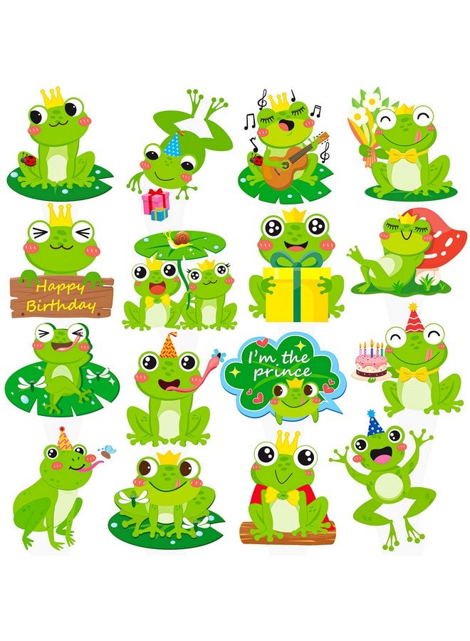 umoni Frog Cupcake Toppers Frog Birthday Cake Decorations Green 48Pcs Frog Animals Cupcake Picks Frog Theme Party Decorations for Fairy Tale Frog Prince Party Supplies - Image 2