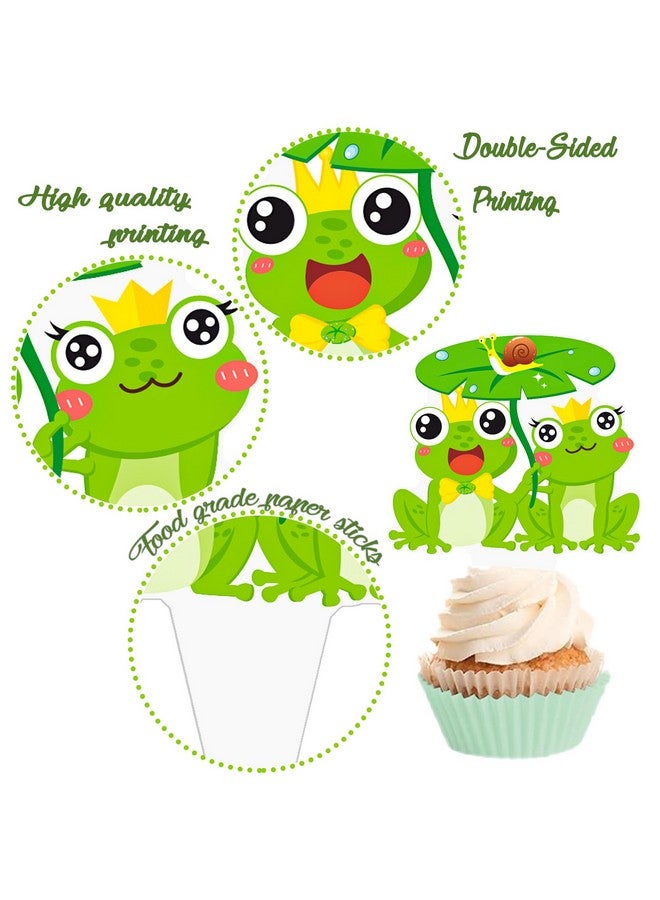 umoni Frog Cupcake Toppers Frog Birthday Cake Decorations Green 48Pcs Frog Animals Cupcake Picks Frog Theme Party Decorations for Fairy Tale Frog Prince Party Supplies - Image 4
