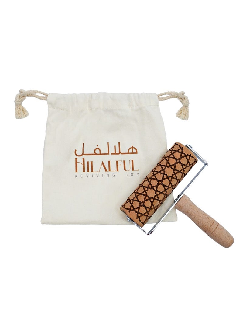 HilalFul Islamic Art Rolling Pin | Baking Tool | Kitchenware | Kitchen Accessory | Islamic Theme | Eid, Ramadan Inspired | Wooden | Non-Stick | Easy Grip | Smooth Surface | Easy To Clean - Image 3