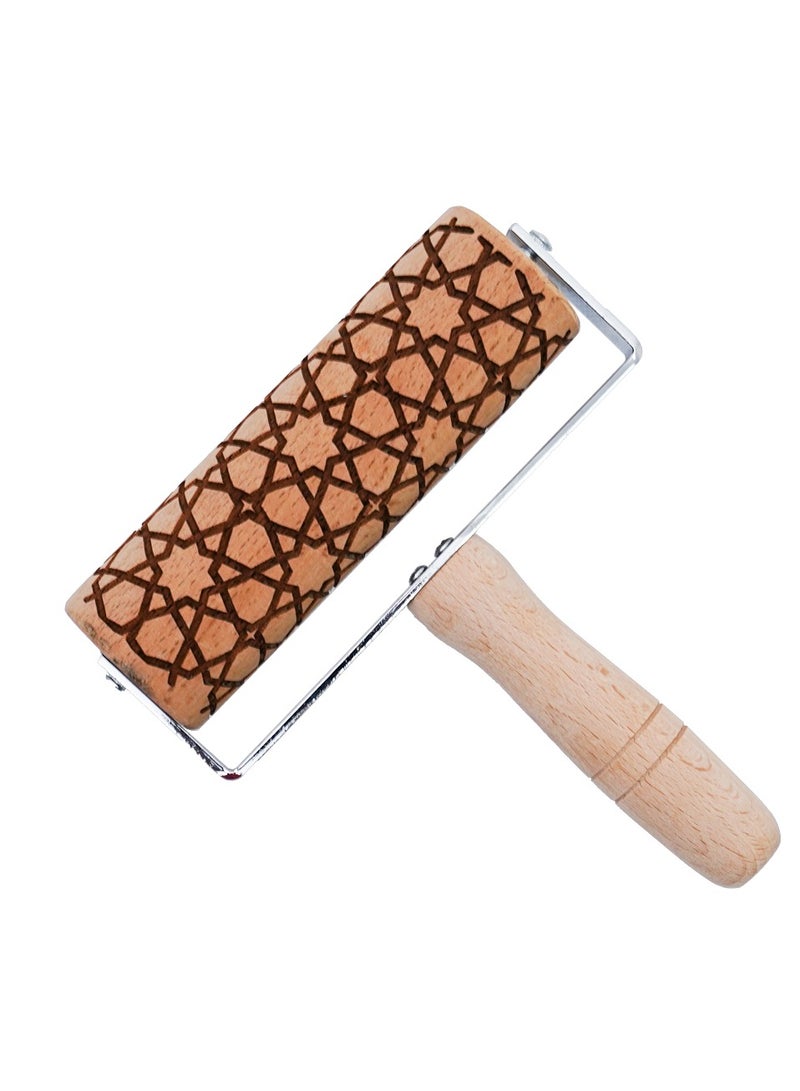 HilalFul Islamic Art Rolling Pin | Baking Tool | Kitchenware | Kitchen Accessory | Islamic Theme | Eid, Ramadan Inspired | Wooden | Non-Stick | Easy Grip | Smooth Surface | Easy To Clean - Image 1