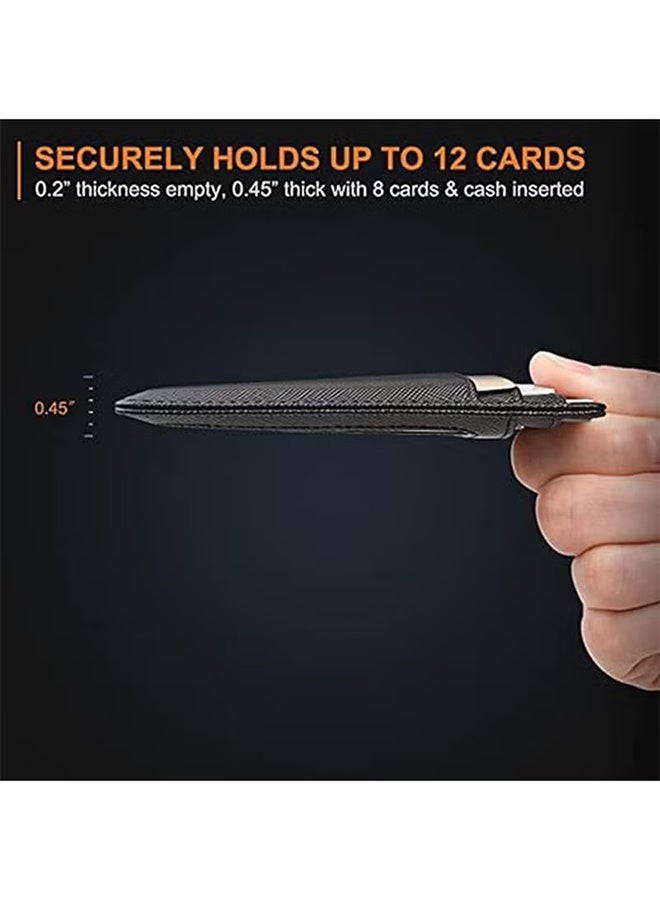 واي جيه محفظة نحيفة للرجال والنساء مع مشبك نقود وحاجب للبطاقات الائتمانية، محفظة ثنائية الطي للرجال، محفظة جلدية نحيفة وبسيطة للجيب الأمامي، مشبك بطاقات ائتمان، حقيبة نقود، منظم بطاقات العمل - Image 4