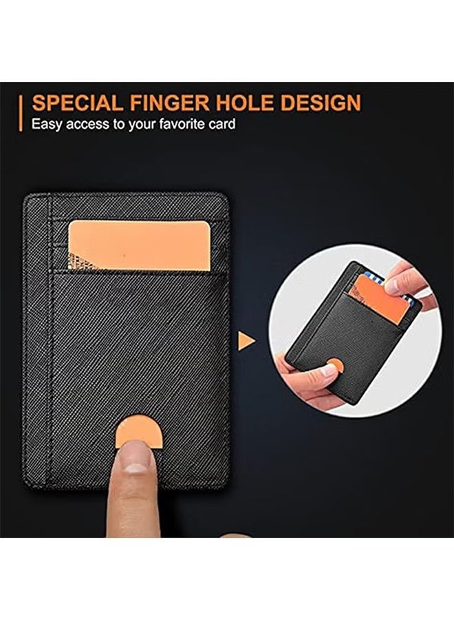 واي جيه محفظة نحيفة للرجال والنساء مع مشبك نقود وحاجب للبطاقات الائتمانية، محفظة ثنائية الطي للرجال، محفظة جلدية نحيفة وبسيطة للجيب الأمامي، مشبك بطاقات ائتمان، حقيبة نقود، منظم بطاقات العمل - Image 5