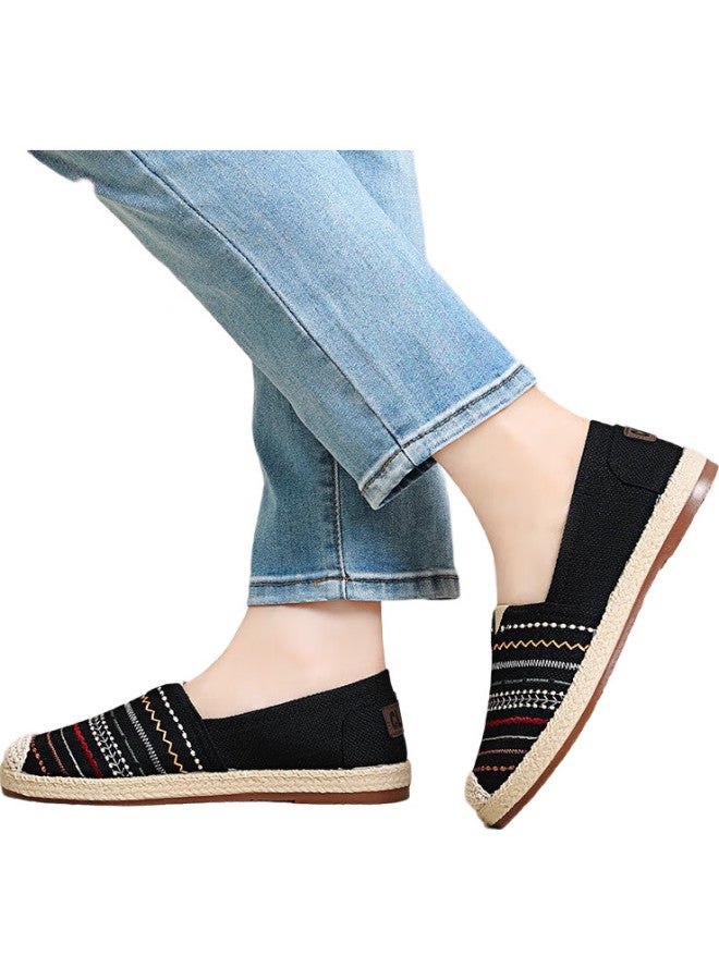 BUSHEYUAN Women'S Flat Slip-On Breathable Middle-Aged And Elderly Mother Shoes Breathable Old Beijing Cloth Shoes Female 430-7079 Black 36 - Image 3