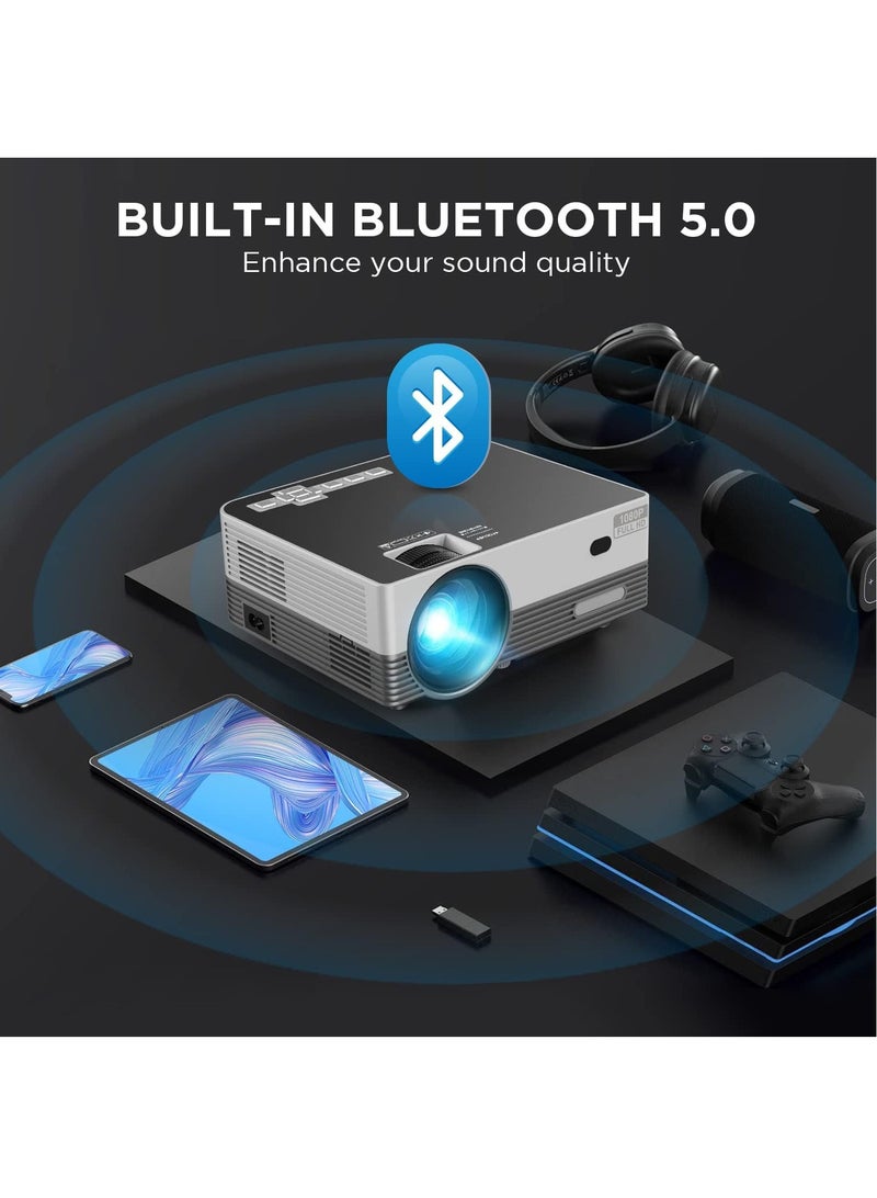 LAESO Native 1080P WiFi Bluetooth Projector, 8500L HD Video Mini Projector with Carrying Bag,Support 4K & 300" Screen, Portable Outdoor Movie Projector for TV Stick, HDMI, AUX, PS4, Laptop, Phone  - Image 4