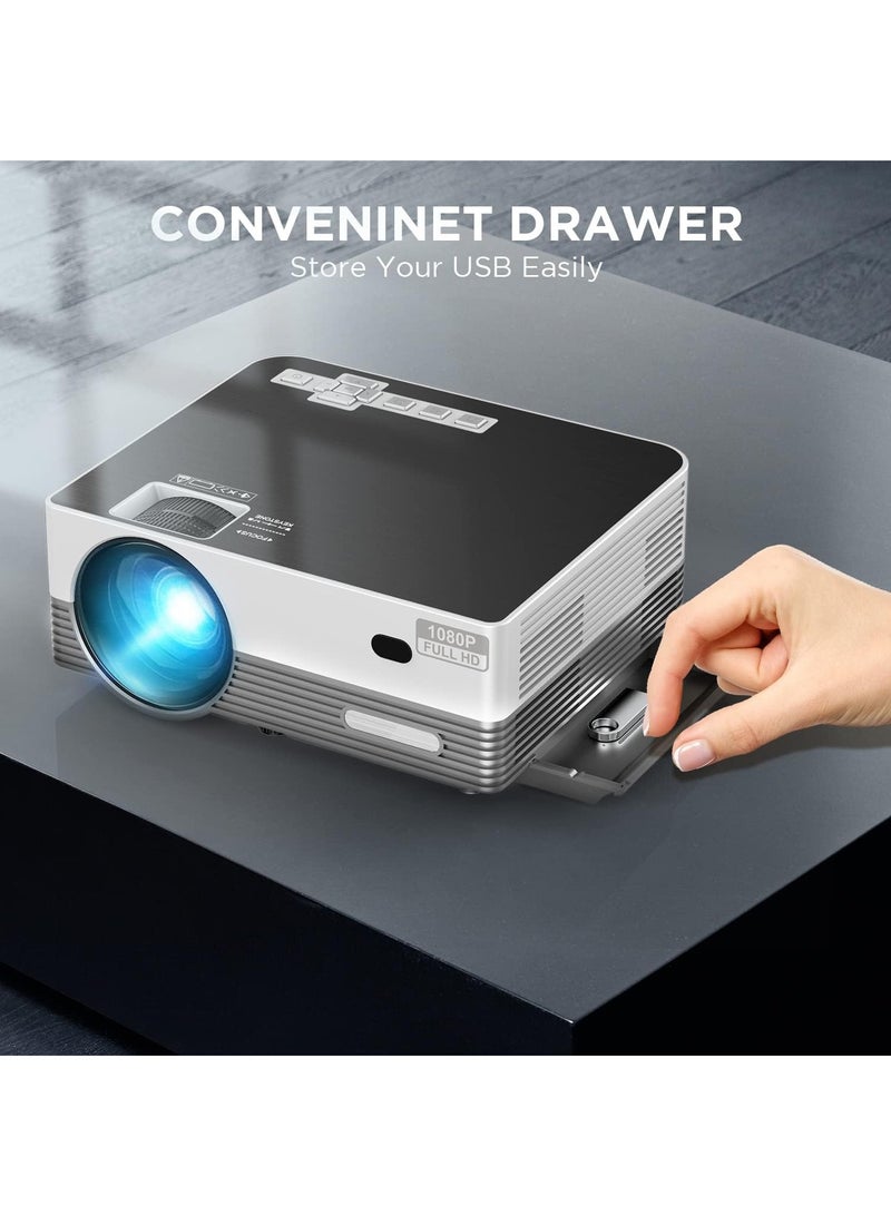 LAESO Native 1080P WiFi Bluetooth Projector, 8500L HD Video Mini Projector with Carrying Bag,Support 4K & 300" Screen, Portable Outdoor Movie Projector for TV Stick, HDMI, AUX, PS4, Laptop, Phone  - Image 5