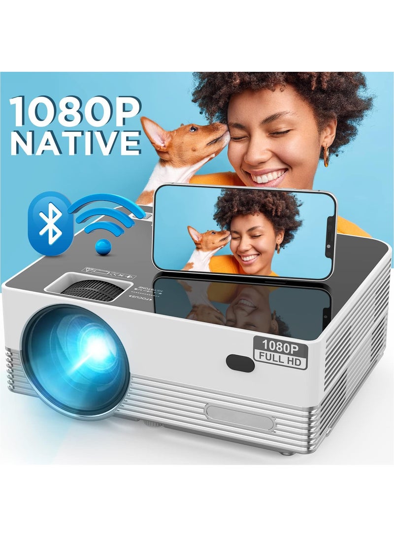 LAESO Native 1080P WiFi Bluetooth Projector, 8500L HD Video Mini Projector with Carrying Bag,Support 4K & 300" Screen, Portable Outdoor Movie Projector for TV Stick, HDMI, AUX, PS4, Laptop, Phone  - Image 1