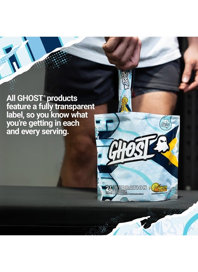 Ghost Hydration Packets, Lemon Crush, 24 Sticks, Electrolyte Powder - Drink Mix Supplement with Magnesium, Potassium, Calcium, Vitamin C - Vegan Friendly, Free of Soy, Sugar & Gluten  - Image 5