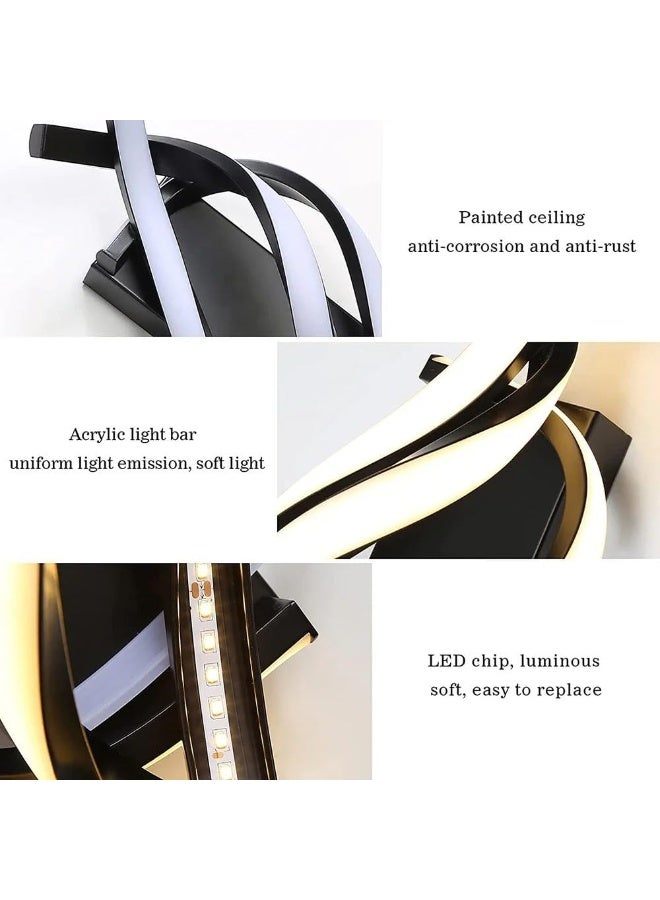 Soofam LED Wall Sconce Lighting Spiral Wall Lights Indoor Contemporary Applique Murale Interieur Decor Bedside Lamps Simple Stylish Fixture for Stairs Living Room Aisle Hallway(Black,3000K) - Image 3