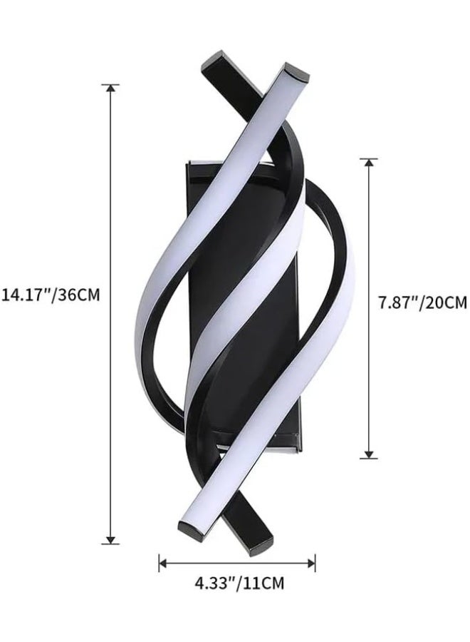 Soofam LED Wall Sconce Lighting Spiral Wall Lights Indoor Contemporary Applique Murale Interieur Decor Bedside Lamps Simple Stylish Fixture for Stairs Living Room Aisle Hallway(Black,3000K) - Image 4