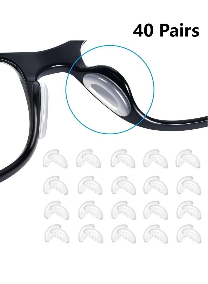 وسادات أنف للنظارات، 40 زوجًا من وسادات الأنف المصنوعة من السيليكون للنظارات، وسادات أنف ناعمة مضادة للانزلاق للإطارات البلاستيكية (شفافة/2 مم) - Image 1
