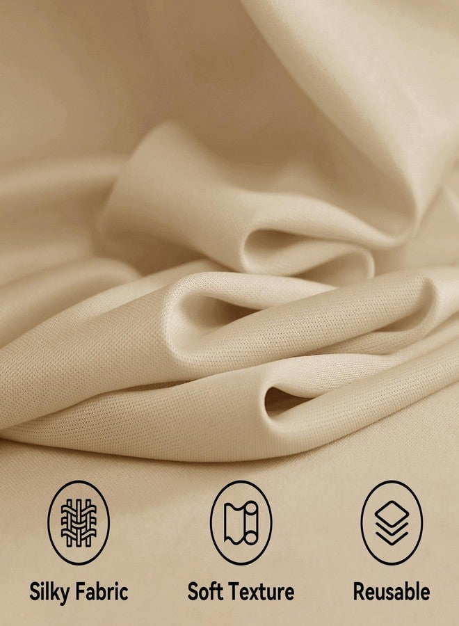 Htper 10x12 ft Beige Backdrop Curtain for Wedding Parties, Wrinkle Free Polyester 2 Panels 12 ft Long Photo Backdrop Drapes Back Drop Cloth for Birthday Photography Background Party Backdrop - Image 4