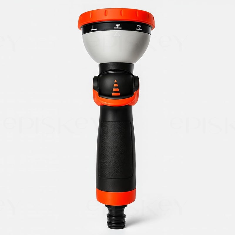 Episkey Garden Hose 7 Pattern High Pressure Garden Hose Nozzle Water Spray Gun With Leak Proof 2 Pcs Metal Grip Lock Gardening Washing Gun (MULTI COLOUR) (E_STRAIGHT) - Image 1